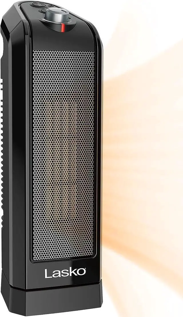 Main image of Lasko Oscillating Ceramic Space Heater for Home with Overheat Protection, Thermostat, and 3 Speeds, 15.7 Inches, Black, 1500W, CT16450, Small, 4 Pounds