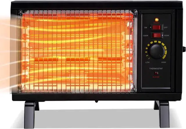 Main image of Homeleader ETL Portable Radiant Heater, 1250W/1500W Space Heater for Indoor Use, Rapid Heating with Adjustable Thermostat, Perfect for garages, Black