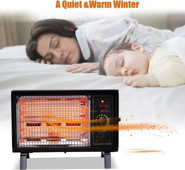 Alt view image 6 of 7 - Homeleader ETL Portable Radiant Heater, 1250W/1500W Space Heater for Indoor Use, Rapid Heating with Adjustable Thermostat, Perfect for garages, Black