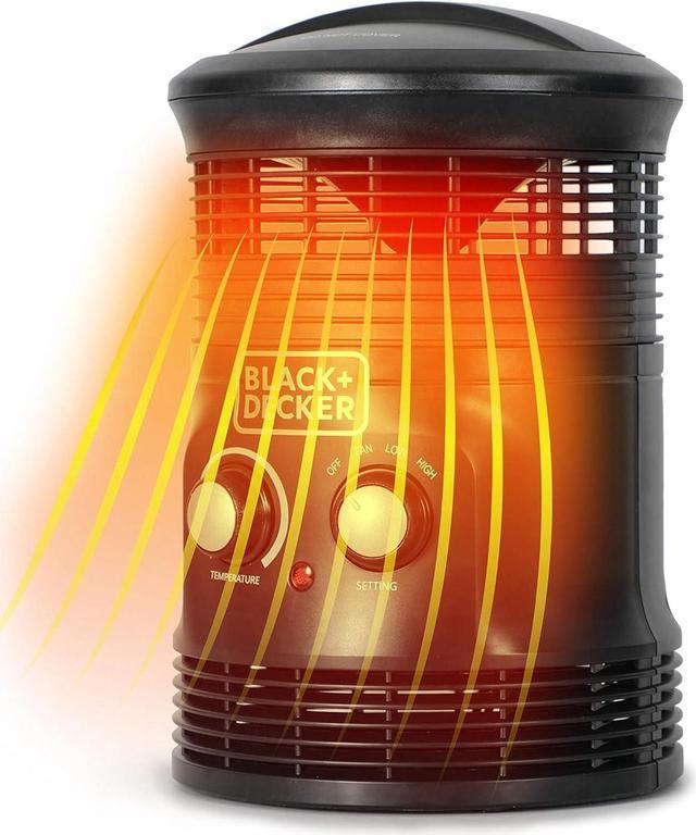 BLACK+DECKER Electric Heater, 360° Surround Portable Heater, Mini Heater  with Fan & Adjustable Thermostat, Space Heater with 3 Settings & Manual  Controls 