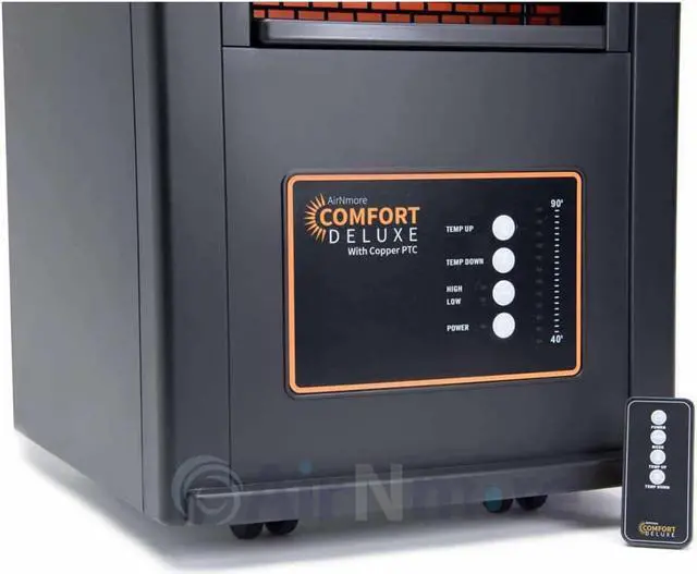 Alt view image 5 of 5 - AirNmore Comfort Deluxe with Copper PTC, Infrared Space Heater with Remote, 1500 Watt, ETL Listed