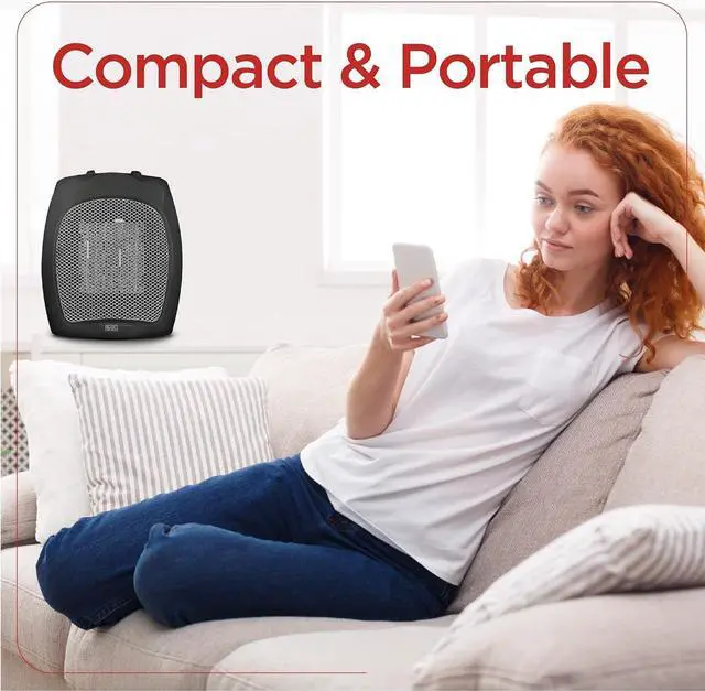 Alt view image 6 of 7 - BLACK+DECKER Small Space Heater, 1500W Ceramic Heater for Indoor Use
