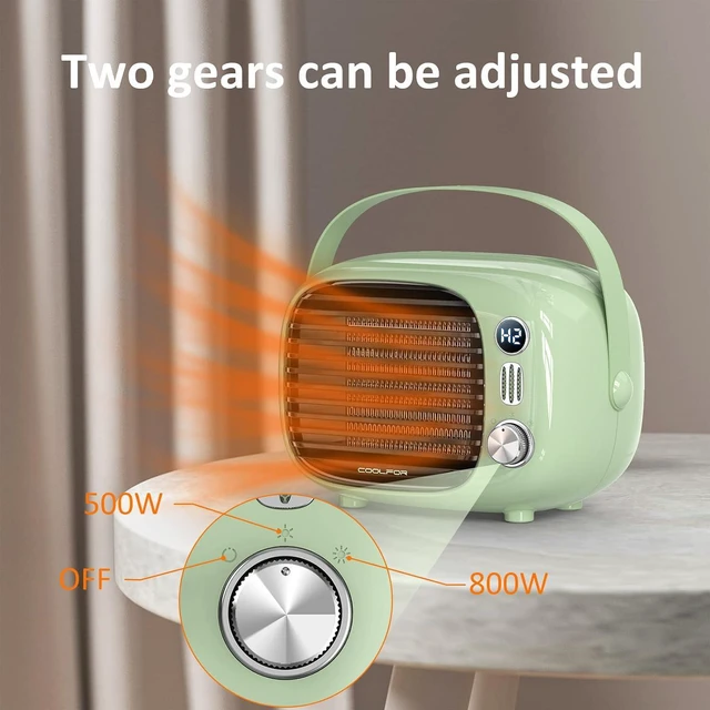 Alt view image 4 of 7 - Coolfor Space Heater, 800W/500W Ceramic Heater with Tip-Over Protection
