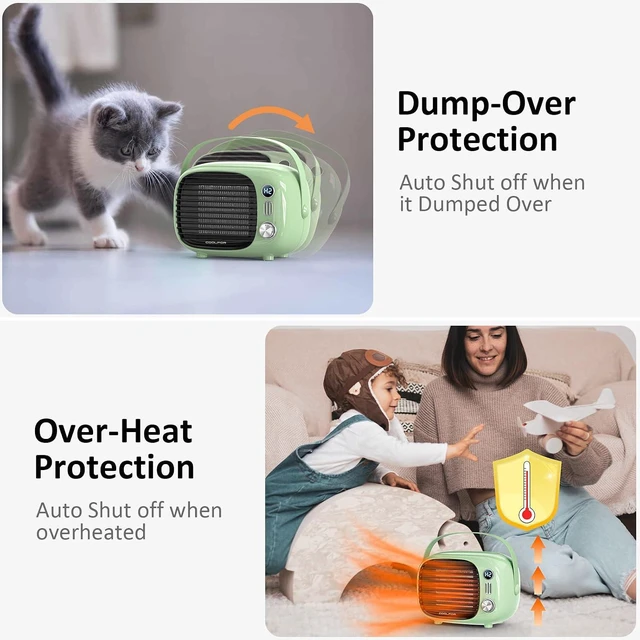 Alt view image 3 of 7 - Coolfor Space Heater, 800W/500W Ceramic Heater with Tip-Over Protection