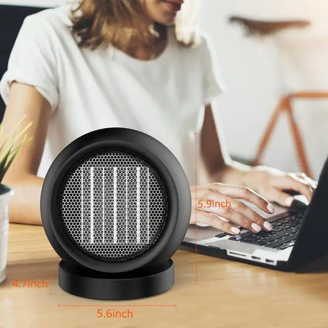 Alt view image 6 of 7 - Desk Heater,Small Space Heaters for Indoor Use,Safe and Quiet Desktop Heater for Bedroom Home Office(Black)