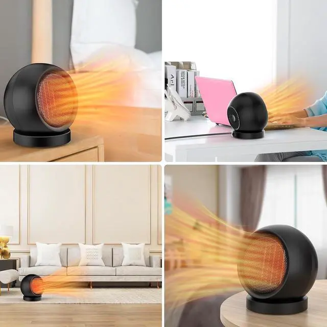 Alt view image 7 of 7 - Desk Heater,Small Space Heaters for Indoor Use,Safe and Quiet Desktop Heater for Bedroom Home Office(Black)