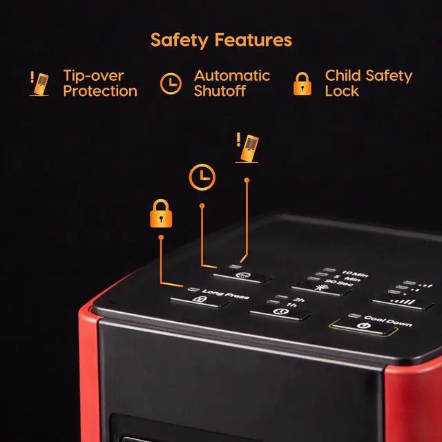 Alt view image 3 of 7 - IRIS USA WOOZOO Slim Portable Space Heater, Motion Sensor, Red/Black