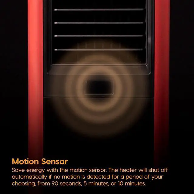 Alt view image 5 of 7 - IRIS USA WOOZOO Slim Portable Space Heater, Motion Sensor, Red/Black