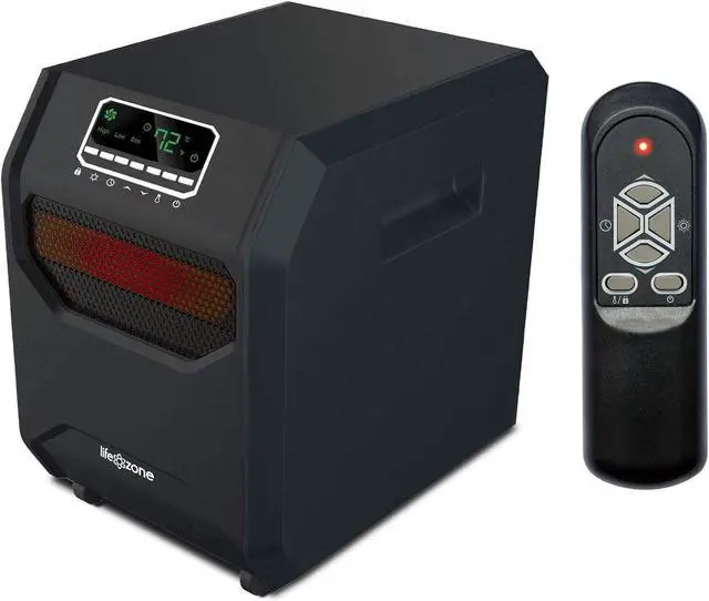 Alt view image 3 of 7 - LifeSmart 1500 Watt 4 Element Portable Electric Infrared Quartz Bulb Room Heater for Indoor Use with 3 Heat Settings and Digital Panel, Black