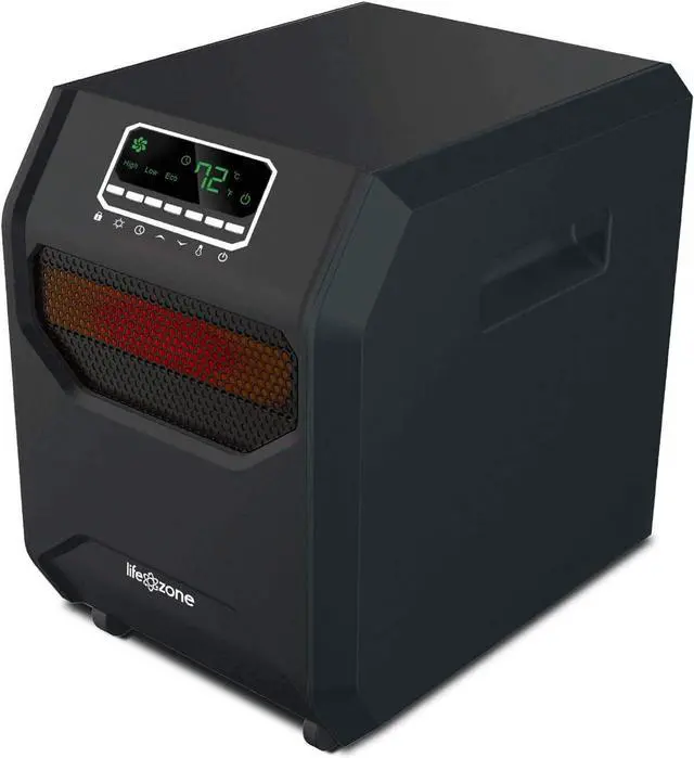 Alt view image 2 of 7 - Lifesmart 4-Element Quartz Infrared Portable Large Room Electric Space Heater with 3 Heat Power Settings, Black (2 Pack)