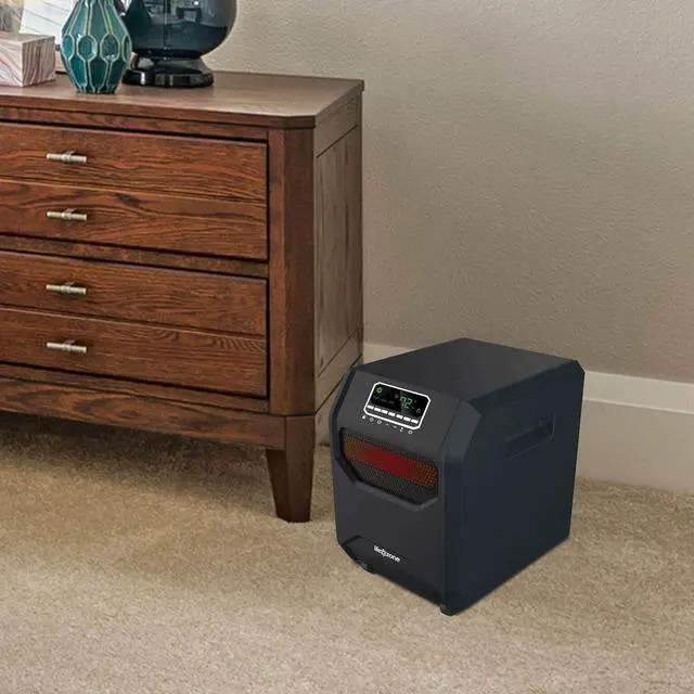 Alt view image 3 of 7 - Lifesmart 4-Element Quartz Infrared Portable Large Room Electric Space Heater with 3 Heat Power Settings, Black (2 Pack)