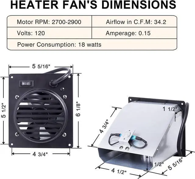 Alt view image 2 of 7 - Replacement WHF100 DynaGlo Heater Fan Blower, Vent Free Wall Heater Fan WHF100 for DynaGlo, Mr. Heater Wall Heaters