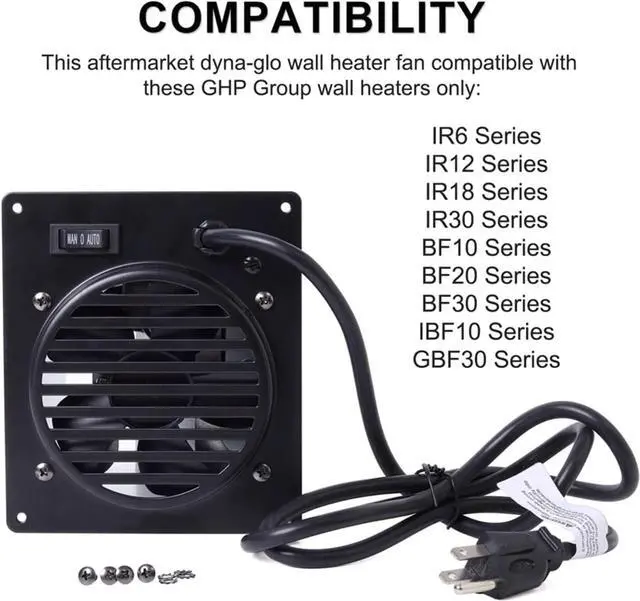 Alt view image 4 of 7 - Replacement WHF100 DynaGlo Heater Fan Blower, Vent Free Wall Heater Fan WHF100 for DynaGlo, Mr. Heater Wall Heaters