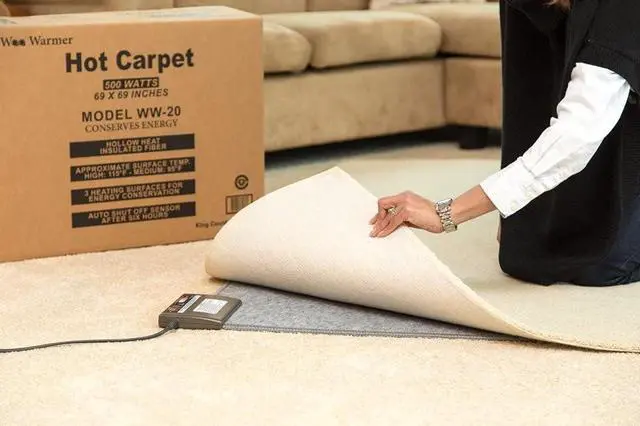 Main image of Hot Carpet Woo Warmer Under Rug Radiant Floor Heater Electric Mat Electric Carpet Electric Heated Area Rug (500 watt 70" x 70 inches)