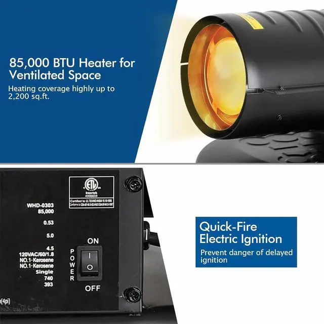 Alt view image 2 of 7 - BILT HARD 85,000 BTU Forced Air Kerosene Diesel Heater, Portable Torpedo Space Heater with Thermostat Control for Outside, Jobsite, Garage, and Construction Sites, CSA Certified
