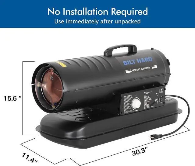 Alt view image 7 of 7 - BILT HARD 85,000 BTU Forced Air Kerosene Diesel Heater, Portable Torpedo Space Heater with Thermostat Control for Outside, Jobsite, Garage, and Construction Sites, CSA Certified