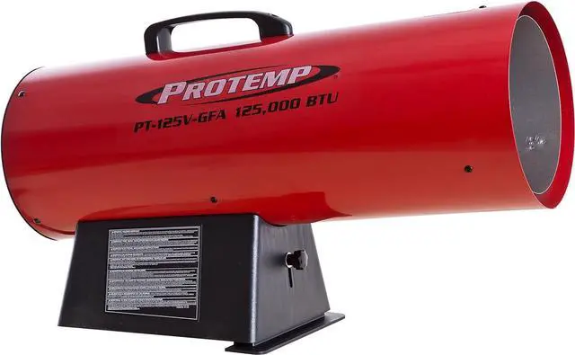 Alt view image 6 of 6 - ProTemp 125,000 BTU LP Propane Heater | For Warehouses, Garages, Barns and Workshops up to 3125 Sq feet (PT-125V-GFA-A)