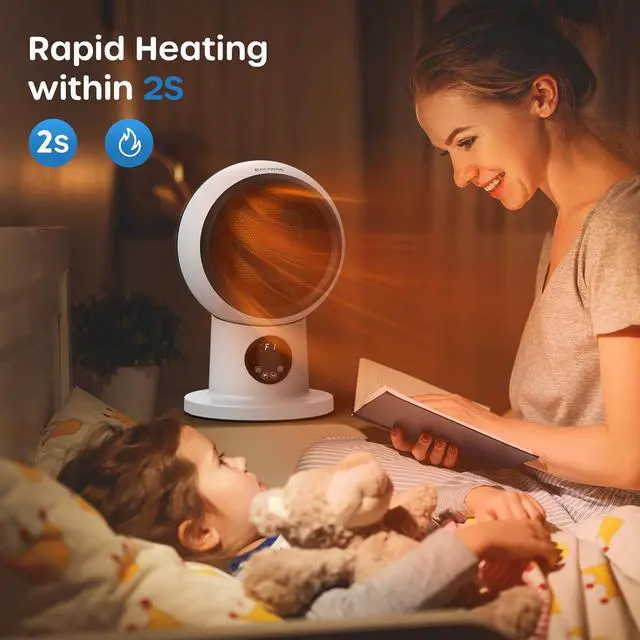 Alt view image 6 of 6 - ECOWELL Space Heater Fan Combo, 1500W 2S Fast Heating Electric Ceramic Heater with Remote & LED Display, Overheating and Tip-Over Protection, Portable Quiet Modern Air Circulator Heating Fan