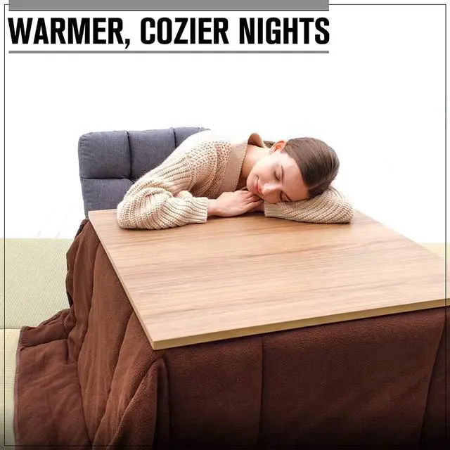 Alt view image 4 of 7 - BJDesign Japanese Kotatsu Heated Table, 120V Heater, Natural, 29 x 29 in