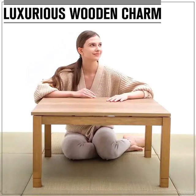 Alt view image 5 of 7 - BJDesign Japanese Kotatsu Heated Table, 120V Heater, Natural, 29 x 29 in