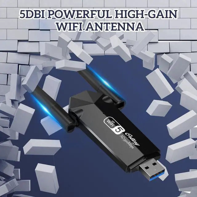 Alt view image 5 of 7 - USB WiFi Adapter, Ortiny 1300Mbps WiFi USB Dual Band 5G/2.4G Wireless Network Adapter for Desktop Laptop PC, Dual Band WiFi Dongle Wireless Adapter for Supports Windows 11/10/8/7, Mac OS 10.9-10.15