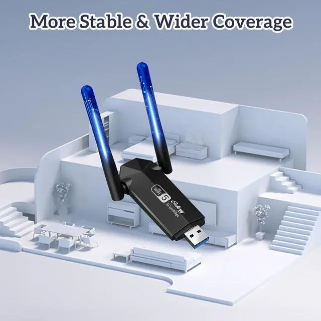 Alt view image 7 of 7 - USB WiFi Adapter, Ortiny 1300Mbps WiFi USB Dual Band 5G/2.4G Wireless Network Adapter for Desktop Laptop PC, Dual Band WiFi Dongle Wireless Adapter for Supports Windows 11/10/8/7, Mac OS 10.9-10.15