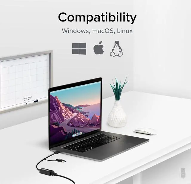 Alt view image 5 of 7 - Plugable 2.5GB USB Ethernet Adapter for Laptop, 2-in-1 Cable, USB 2.5GB Ethernet Adapter, USB-C and USB Compaitble, USB-C to RJ45 2.5 Gigabit LAN Ethernet, Compatible with Mac and Windows