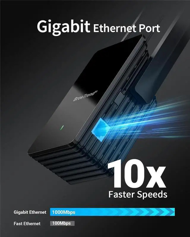 Alt view image 3 of 6 - AX1500 WiFi 6 Universal WiFi to Ethernet Adapter with RJ45 Gigabit Port Dual Band WiFi Bridge for PC Printer Smart TV Blu-Ray Player PlayStation DVR etc. Wireless to Wired Convert