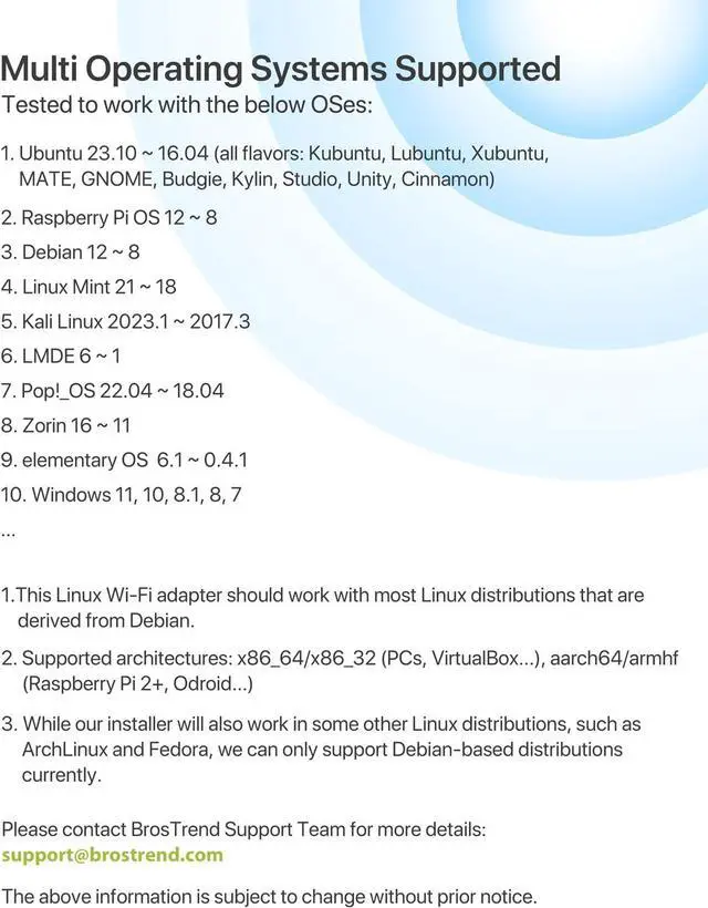Alt view image 3 of 7 - BrosTrend Linux WiFi Adapter for Ubuntu, Mint, Kali, Debian, Lubuntu, Xubuntu, Mate, Zorin, PureOS, Raspberry Pi 2+, Windows 11, 1200Mbps, 5GHz/2.4GHz, Long Range 2X5dBi Antennas, USB3.0