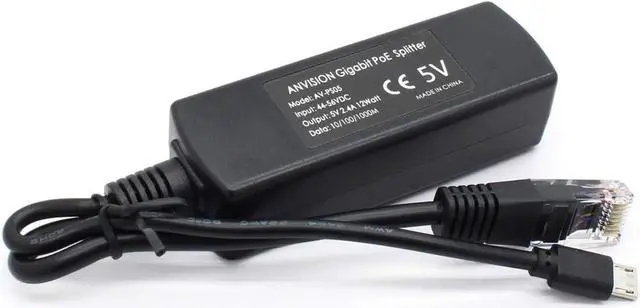 Alt view image 3 of 7 - ANVISION Gigabit PoE Splitter, 48V to 5V 2.4A Micro USB Ethernet Adapter, Compatible with Raspberry Pi 3B+, IP Camera and More