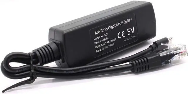 Alt view image 4 of 7 - ANVISION Gigabit PoE Splitter, 48V to 5V 2.4A Micro USB Ethernet Adapter, Compatible with Raspberry Pi 3B+, IP Camera and More