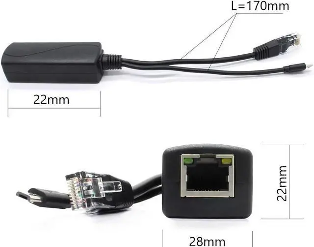 Alt view image 5 of 7 - ANVISION Gigabit PoE Splitter, 48V to 5V 2.4A Micro USB Ethernet Adapter, Compatible with Raspberry Pi 3B+, IP Camera and More
