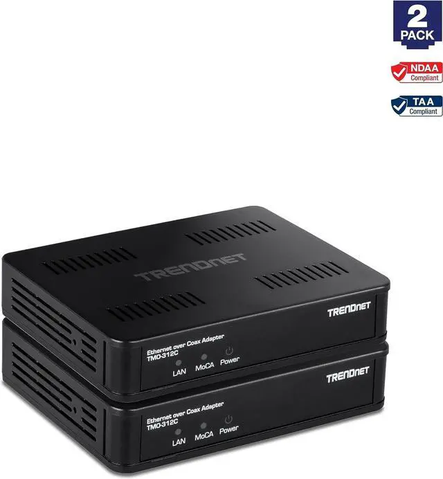 Alt view image 6 of 7 - TRENDnet Ethernet Over Coax MoCa 2.5 Adapter (2-Pack), TMO-312C2K, Backward Compatible with MoCA 2.0/1.1/1.0, RJ-45 Gigabit LAN Port, Supports Net Throughput up to 1Gbps, Support up to 16 Nodes, Black