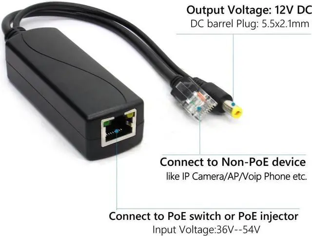 Alt view image 3 of 6 - ANVISION 4-Pack Active 48V to 12V PoE Splitter Adapter, IEEE 802.3af Compliant, 10/100Mbps, for IP Camera AP Voip Phone and More