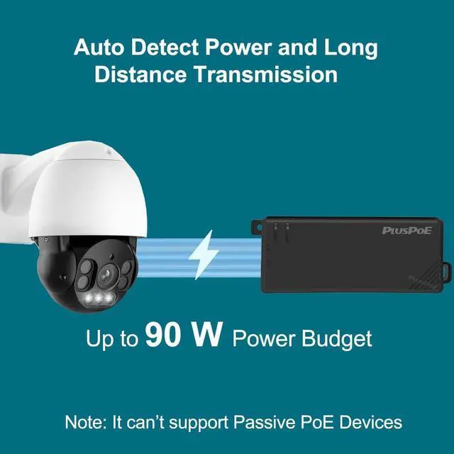 Alt view image 3 of 7 - 90W Gigabit PoE++ Injector, IEEE802.3bt / at / 802.3af Compliant, 10/100/1000Mbps, 90W / 60W / 30W / 15/4W POE Power Budget, Active POE/POE+/POE++ Adapter, Plug and Play