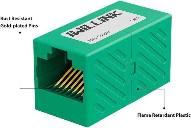 Alt view image 6 of 7 - iwillink RJ45 Coupler Ethernet Connector, Female to Female RJ45 Connector for Cat7 Cat6 Cat5e Cat5 Ethernet Cable, Extender Adapter, 20 Pack, Green