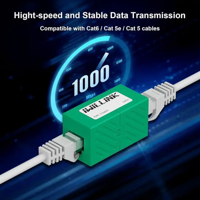 Alt view image 4 of 7 - iwillink RJ45 Coupler Ethernet Connector, Female to Female RJ45 Connector for Cat7 Cat6 Cat5e Cat5 Ethernet Cable, Extender Adapter, 20 Pack, Green