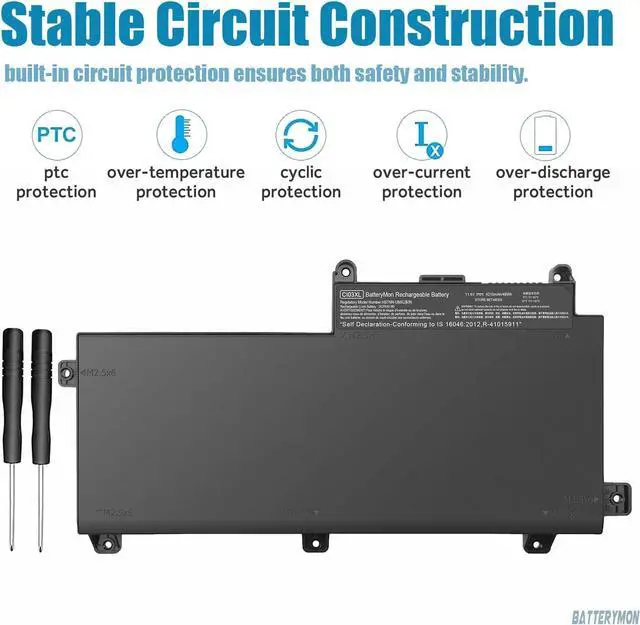 Alt view image 3 of 7 - BatteryMon CI03 CI03XL Battery for HP ProBook 640 G2 645 G2 650 G2 655 G2, ProBook 640 G3 645 G3 650 G3 655 G3 Laptop, P/N: HSTNN-UB6Q HSTNN-LB6T HSTNN-PB6K 801554-001