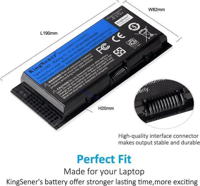 Alt view image 4 of 7 - KINGSENER FV993 M6600 Laptop Battery for Dell Precision Laptop Computer M4600 M4700 M6600 M6700 Fit for PG6RC R7PND 0TN1K5 FV993 FJJ4W T3NT1 V7M28 97WH