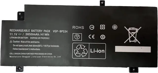 Main image of HUBEI VGP-BPS34 VGP-BPL34 BPS34 Laptop Battery Replacement for Sony Vaio 15 Touch SVF15A16CXB SVF14AC1QL SVF14AC1QU SVF14A14CXP SVF14A14CXS SVF14A15CXB SVF14A15CXP SVF14A15CXS(11.1V 41Wh)