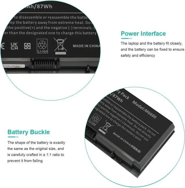 Alt view image 3 of 7 - Fancy Buying FV993 M4800 M6800 Laptop Battery for Dell Precision M4600 M4700 M6700 M6600 Series,Fits RY6WH FJJ4W KJ321 PG6RC V7M28 R7PND 0TN1K5 7DWMT JHYP2 K4RDX Laptop [11.1V /7800mAh/89Wh]