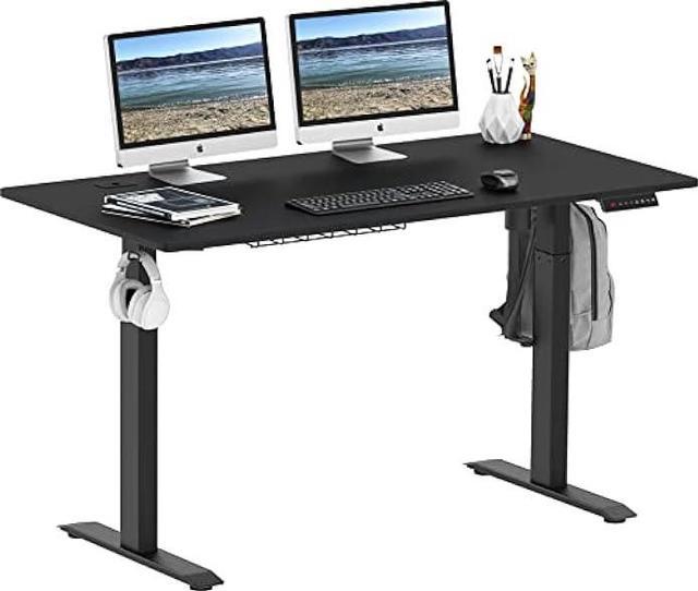 SHW 55 Inch Large Electric Height Adjustable Standing Desk 140 x 71 cm Black Newegg