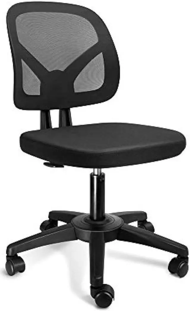 Main image of KOLLIEE Armless Office Chair Mesh Ergonomic Small Desk Chair Armless Adjustable Swivel Black Computer Task Chair No Armrest Mid Back Home Office Chair for Small Spaces