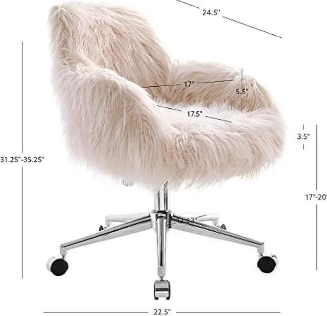 Alt view image 3 of 5 - Linon Fiona Chrome Base Office Chair, Metal, 23.5W x 22D x 31-35H