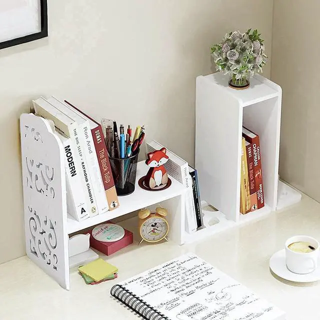 Alt view image 2 of 7 - YGYQZ Small Bookshelf for Desktop Storage, Mini Cute Office Desk Shelves White Versatility Organizers for Women, Kids