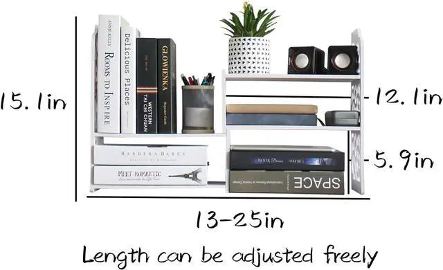 Alt view image 3 of 7 - YGYQZ Small Bookshelf for Desktop Storage, Mini Cute Office Desk Shelves White Versatility Organizers for Women, Kids
