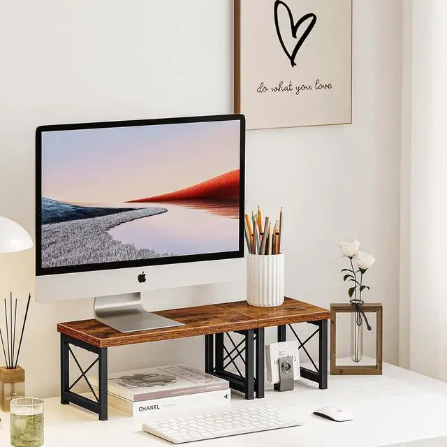 Alt view image 5 of 7 - Desktop Shelf, Desktop Organizer Shelf, Freestanding Small Bookshelf Desk Shelf Organizer, 2 Tier Independent Stackable Desk Organizer, Desktop Office Storage Rack Display Shelf, Desk Hutch