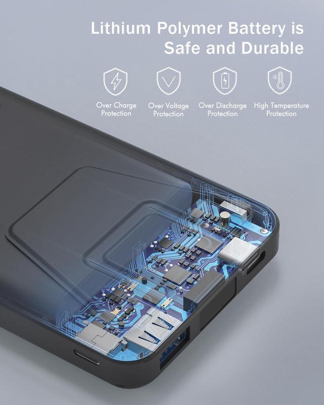 Alt view image 7 of 7 - for Magsafe Battery Pack Foldable 10000mAh Magnetic Power Bank with USB-C Cable LED Display 22.5W PD Fast Charging Wireless Portable Charger for iPhone 16/15/14/13/12 Series-Black