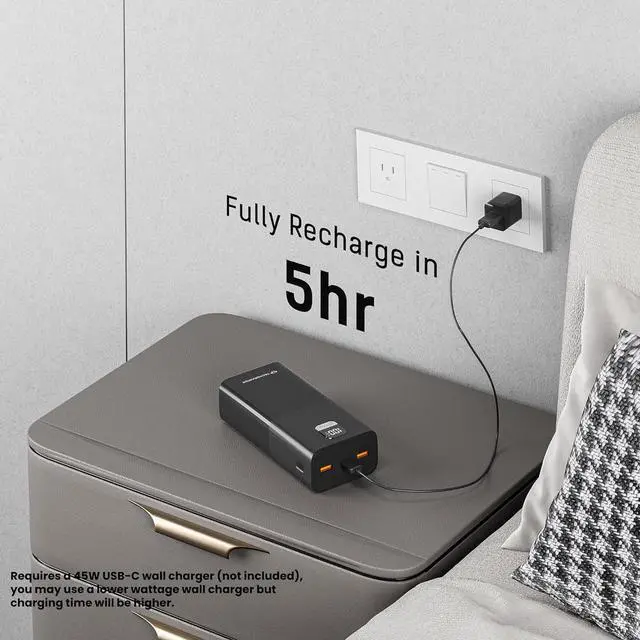 Alt view image 7 of 7 - TECHSMARTER 30000mAh 65W Laptop Power Bank with Super Fast Charging, USB-C PD Portable Charger Compatible with iPhone, Galaxy, iPad, MacBook, Chromebook, Steam Deck, Dell, HP