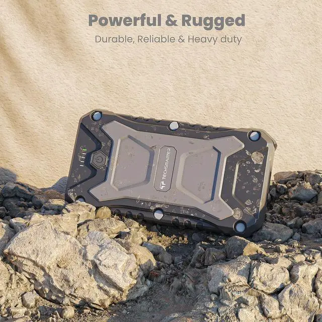 Alt view image 2 of 7 - TECHSMARTER Rugged & Waterproof 10000mAh 18W USB-C & 15W Wireless Portable Charger, Tactical Heavy Duty Power Bank for Outdoors, Camping, Compatible with iPhone, iPads, Samsung, Androids